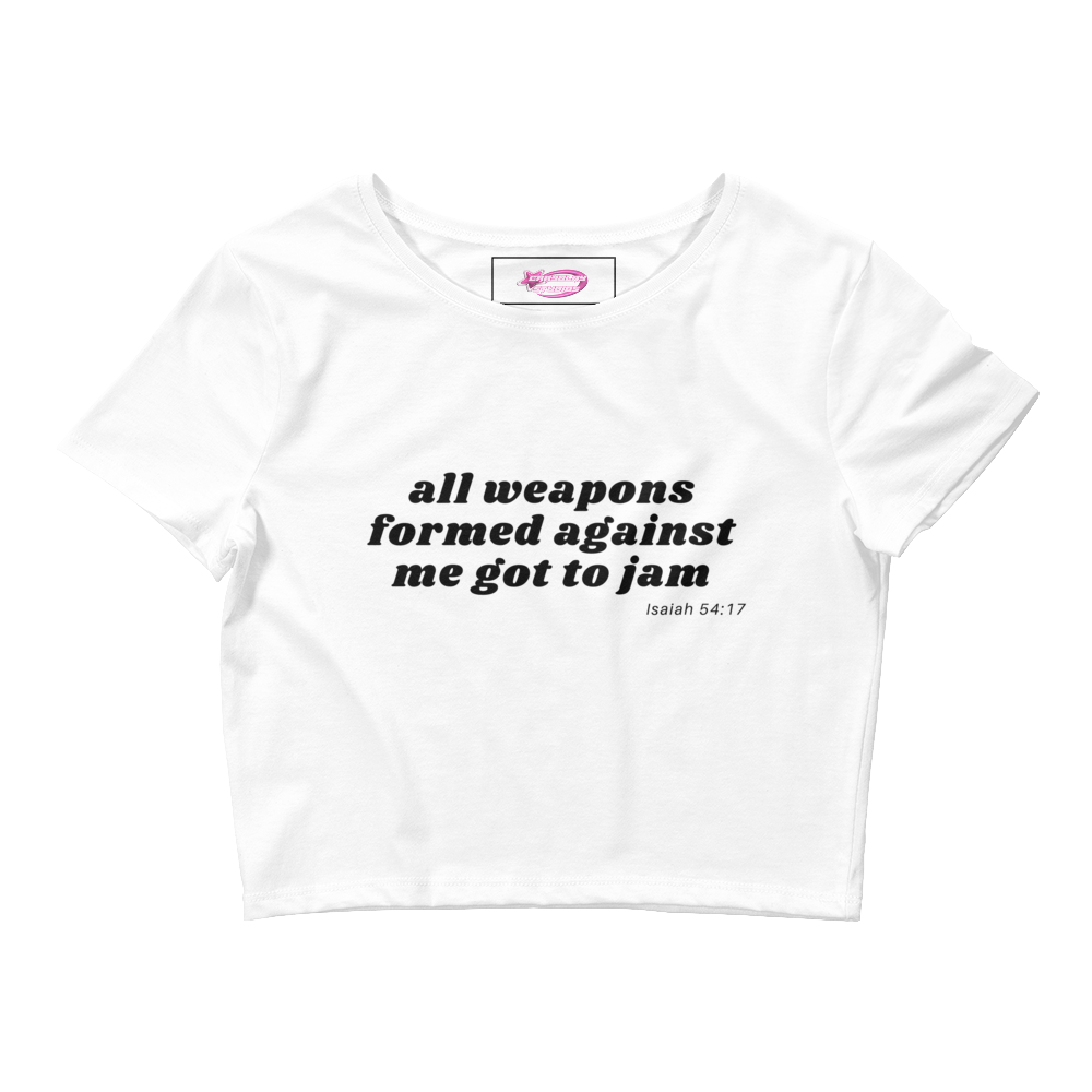 All weapons black letter Crop Tee