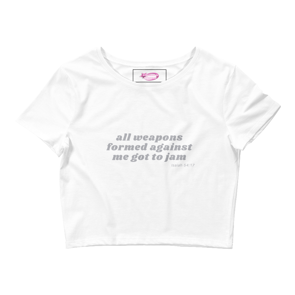 All weapons grey letter Crop Tee