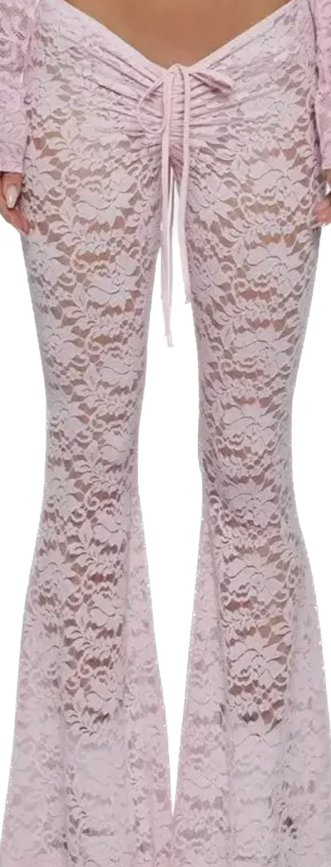 V-cut pink lace pants